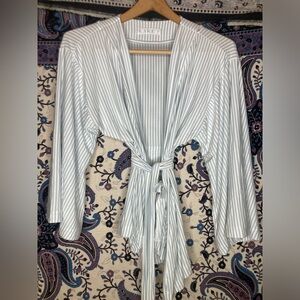 LAKE Women's Striped Kimono DreamModal - White and blue (Fog)